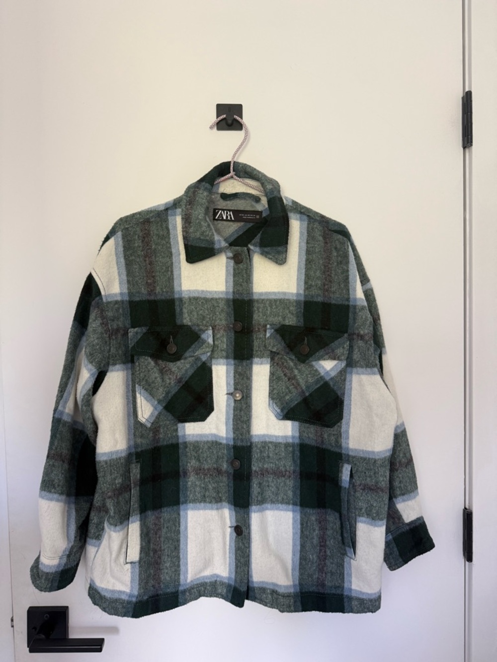 Zara Green, White & Gray Plaid Overshirt